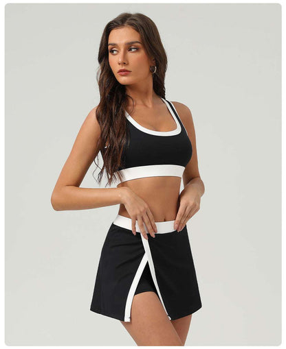 Contrast trim bra & skort set