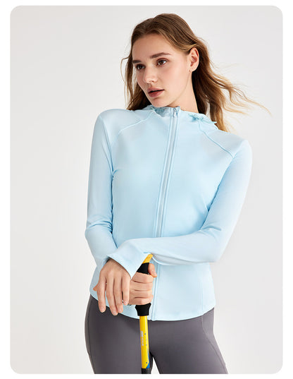 Hooded zip front jacket
