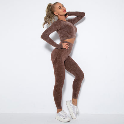 Long Sleeve Trousers Suit-Washed Coffee