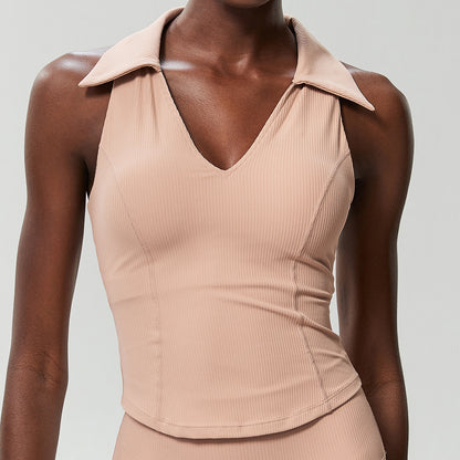Collared sleeveless top