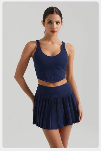 Pleated fitness skort