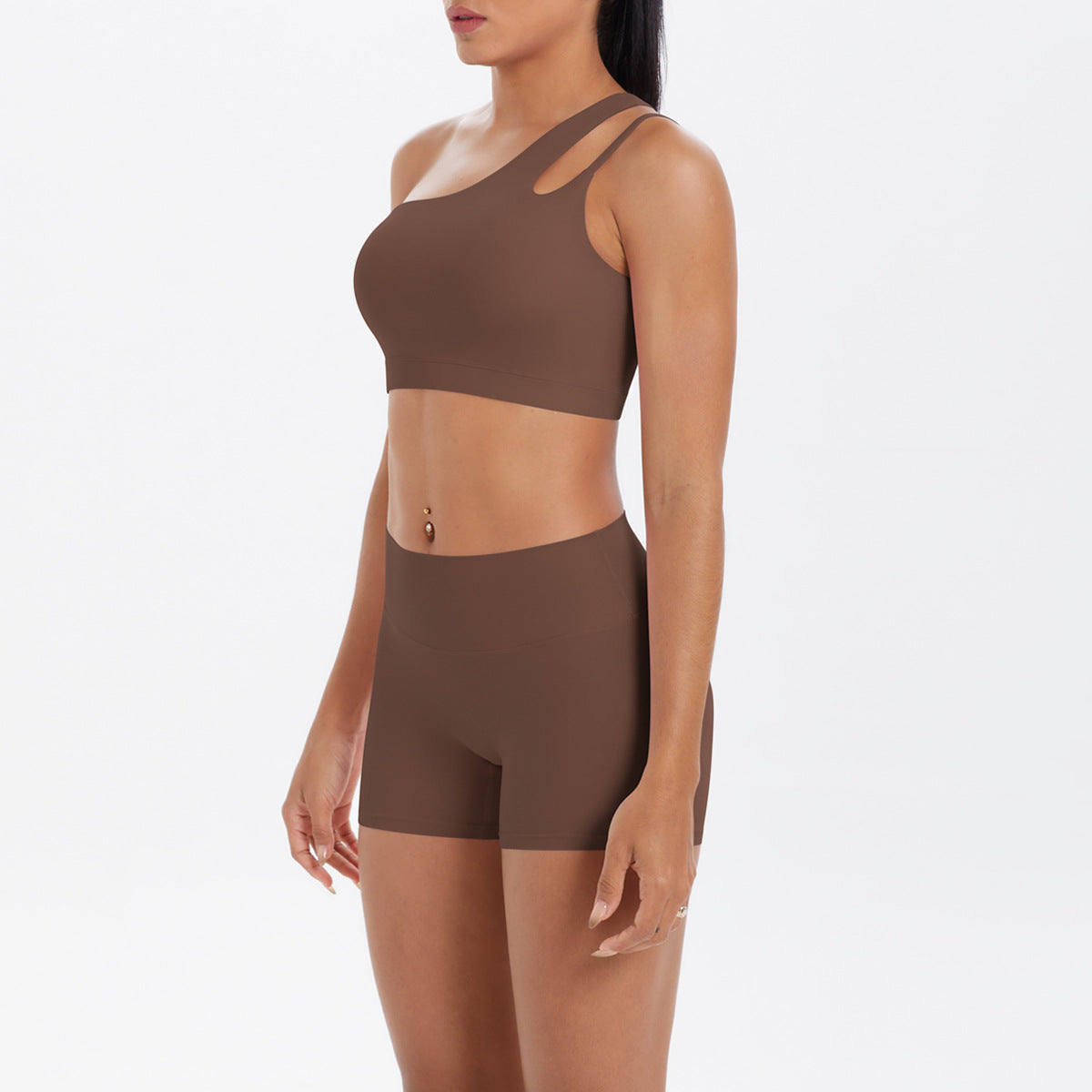 One shoulder bra & hot pants set