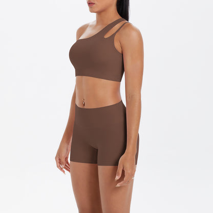 One shoulder bra & hot pants set