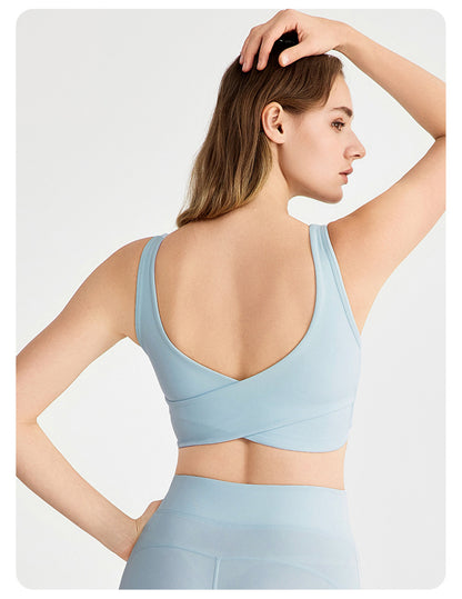 Cross back sports bra