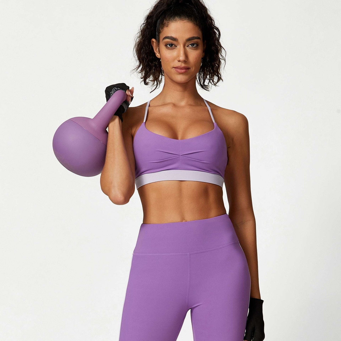 Contrast trim matching bra & leggings set