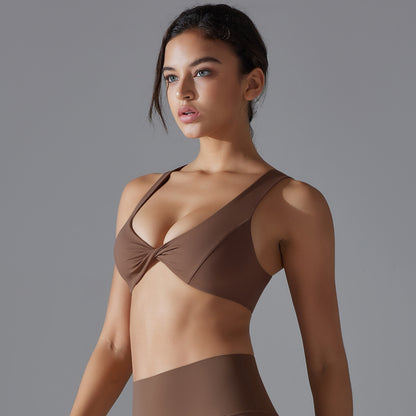 Twisted front sports bra