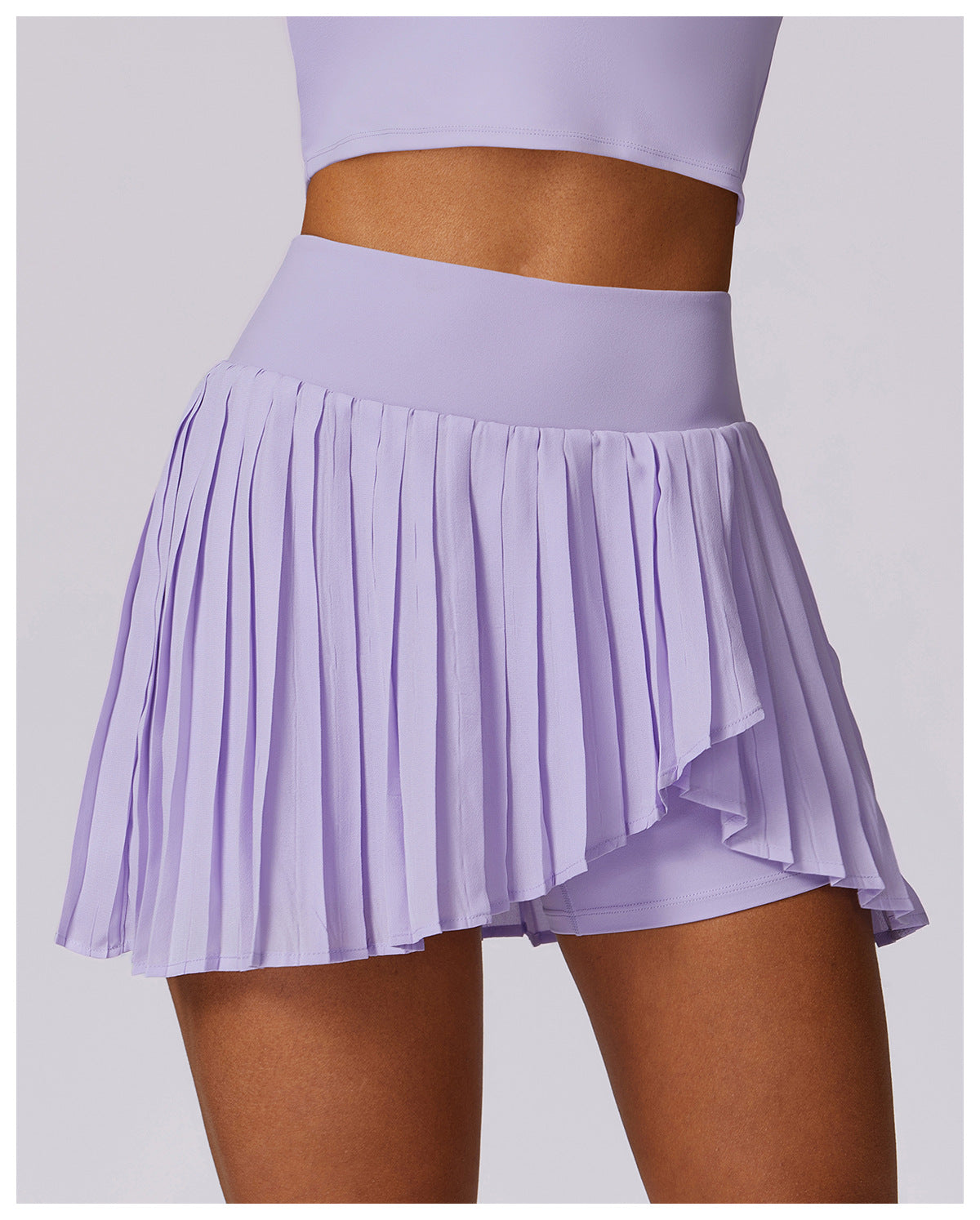 Pleated asymmetric fitness skirt