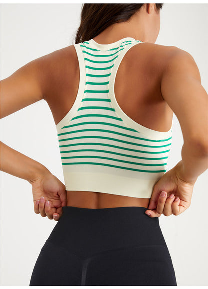 High support stripe sports bra