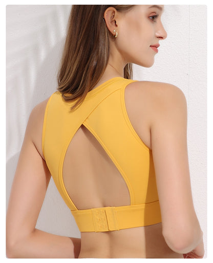 Cross back high support bra