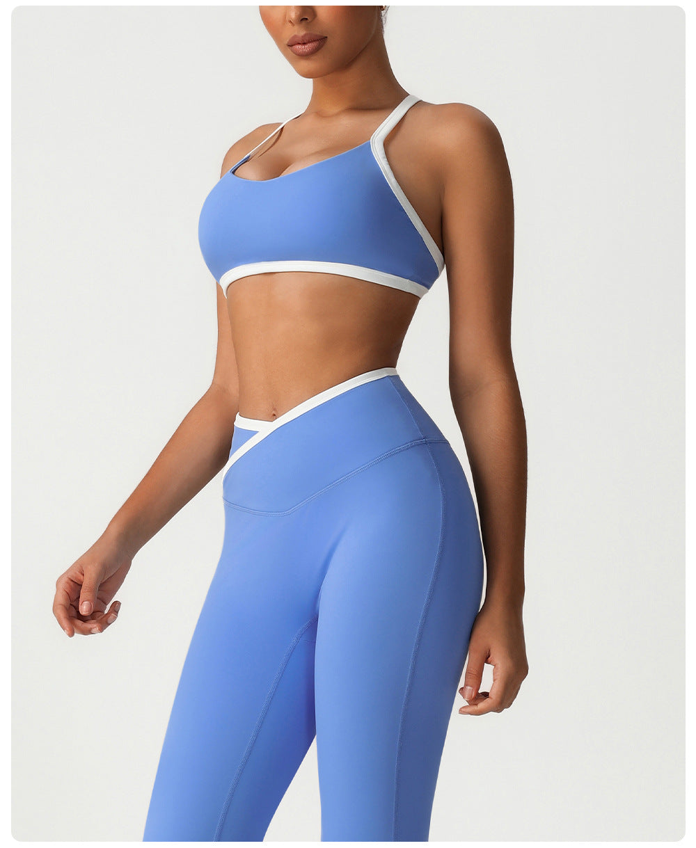 Contrast strap sports bra