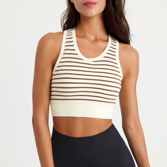 High support stripe sports bra