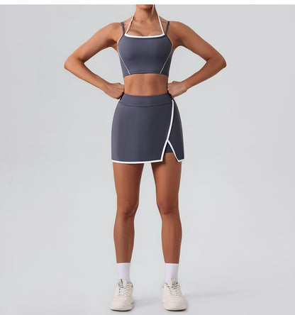 Contrast piping tennis skort