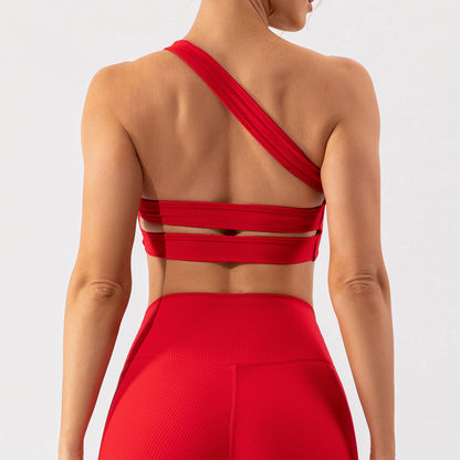 One shoulder sports bra