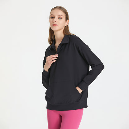 Rib collar sweater