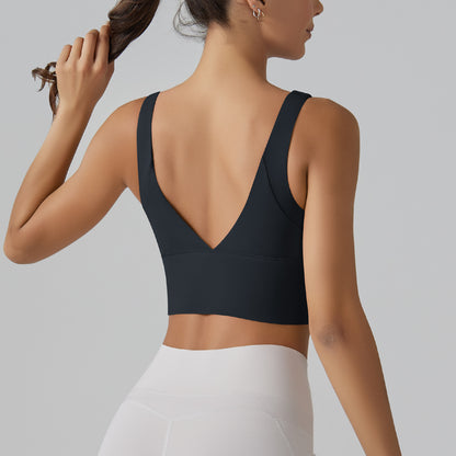 Seamless deep back sports bra