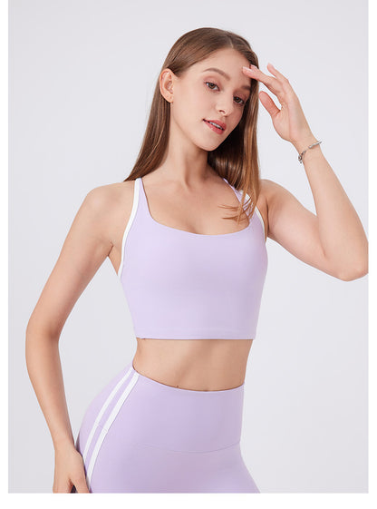 Contrast strap sports bra