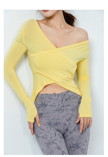 Wrap front breathable top