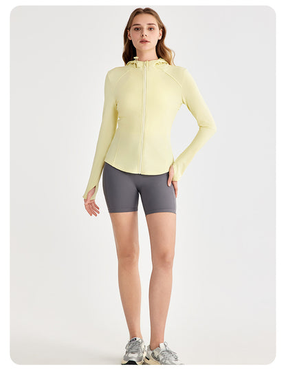 Hooded zip front jacket