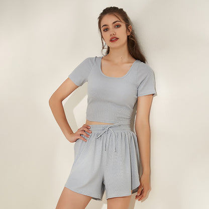 Cross back short sleeve top