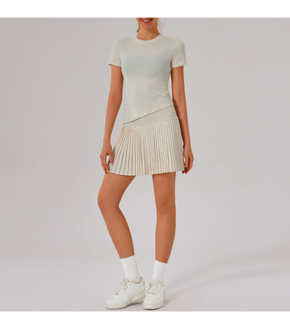 Quick dry asymmetric hem top
