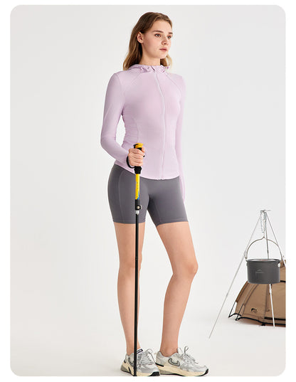 Hooded zip front jacket
