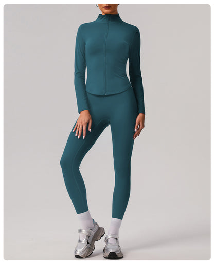 Zip front high neck jacket