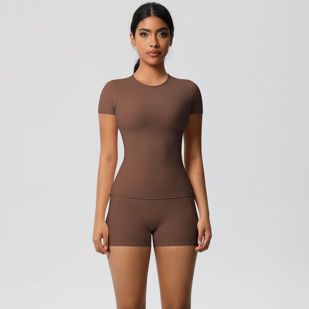 Brushed soft top and hot pants set