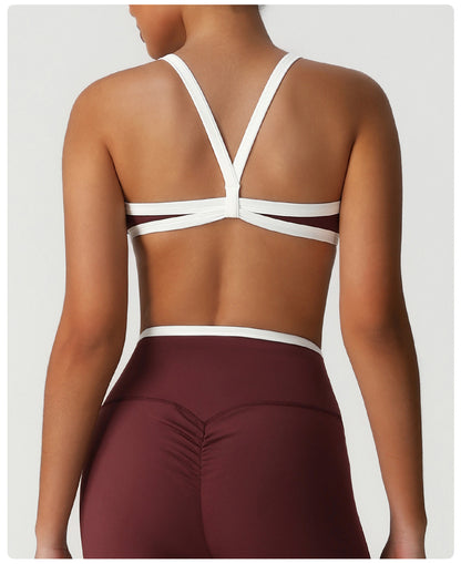 Contrast strap sports bra