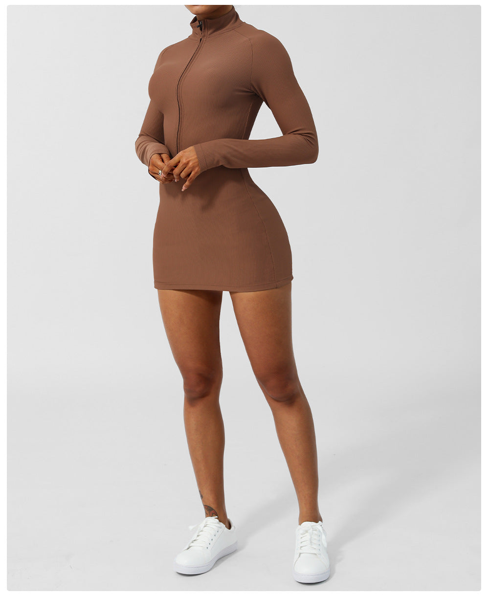 Full sleeve zip front dress