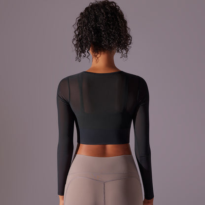 Mesh sleeve padded top