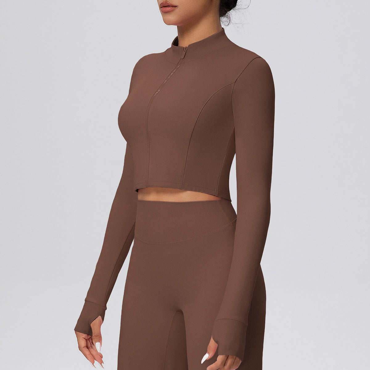 Zip front cropped top