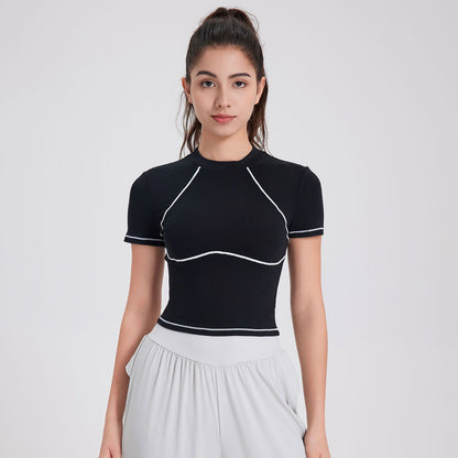 Short sleeve contrast stitch top