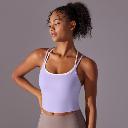 Contrast strap cropped vest