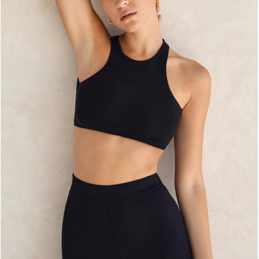 Asymmetric back sports bra