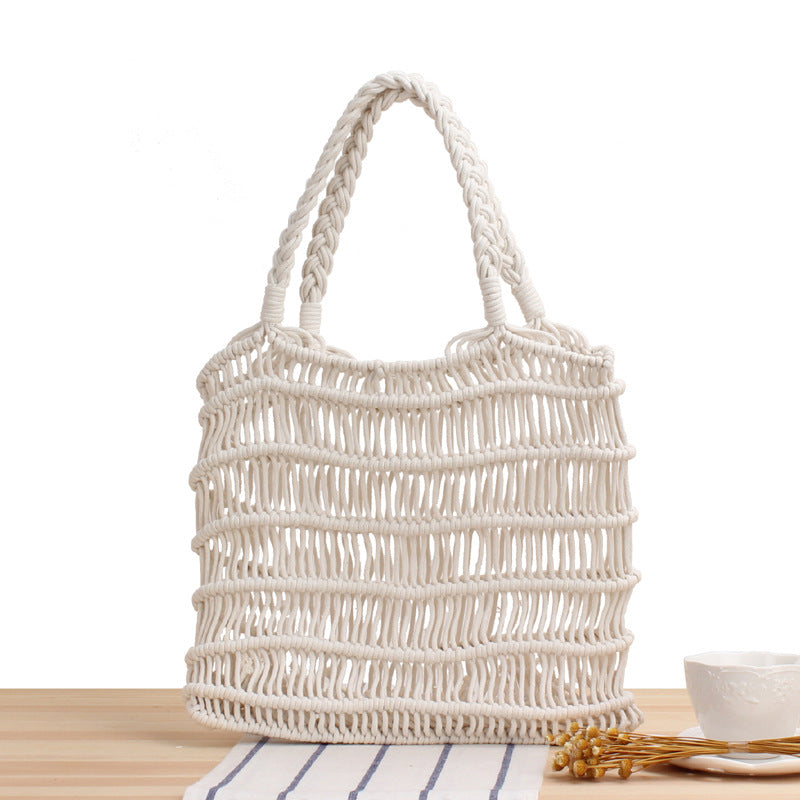 See through hand woven beach bag