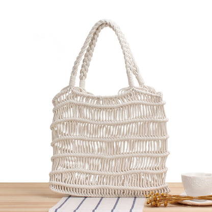 See through hand woven beach bag
