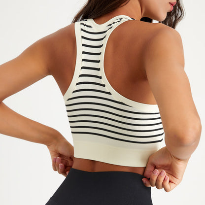 High support stripe sports bra