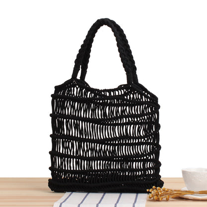 See through hand woven beach bag