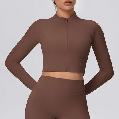 Zip front cropped top