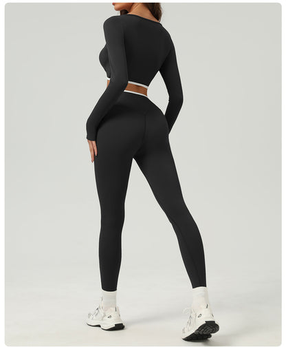 Contrast trim waist leggings