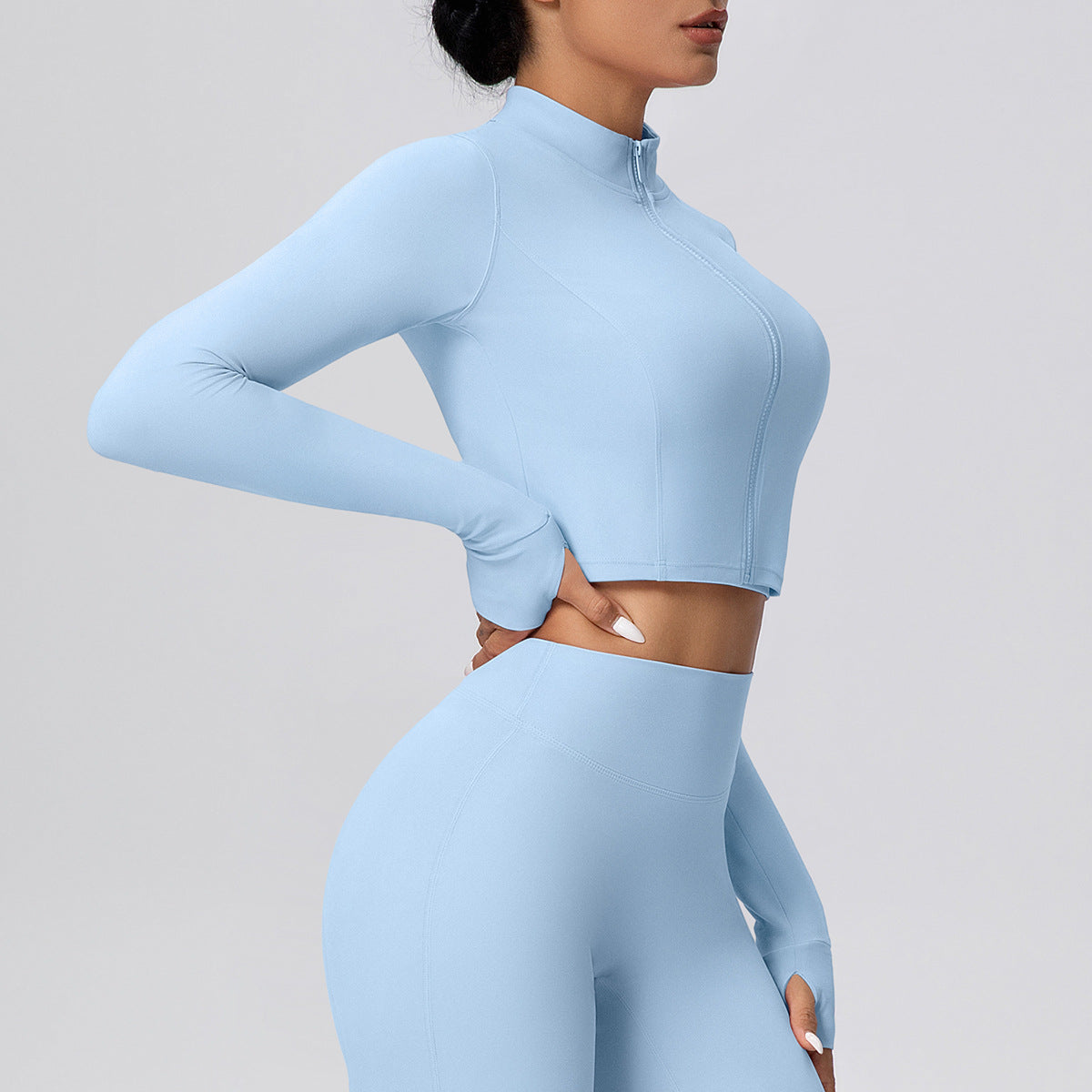 Zip front cropped top