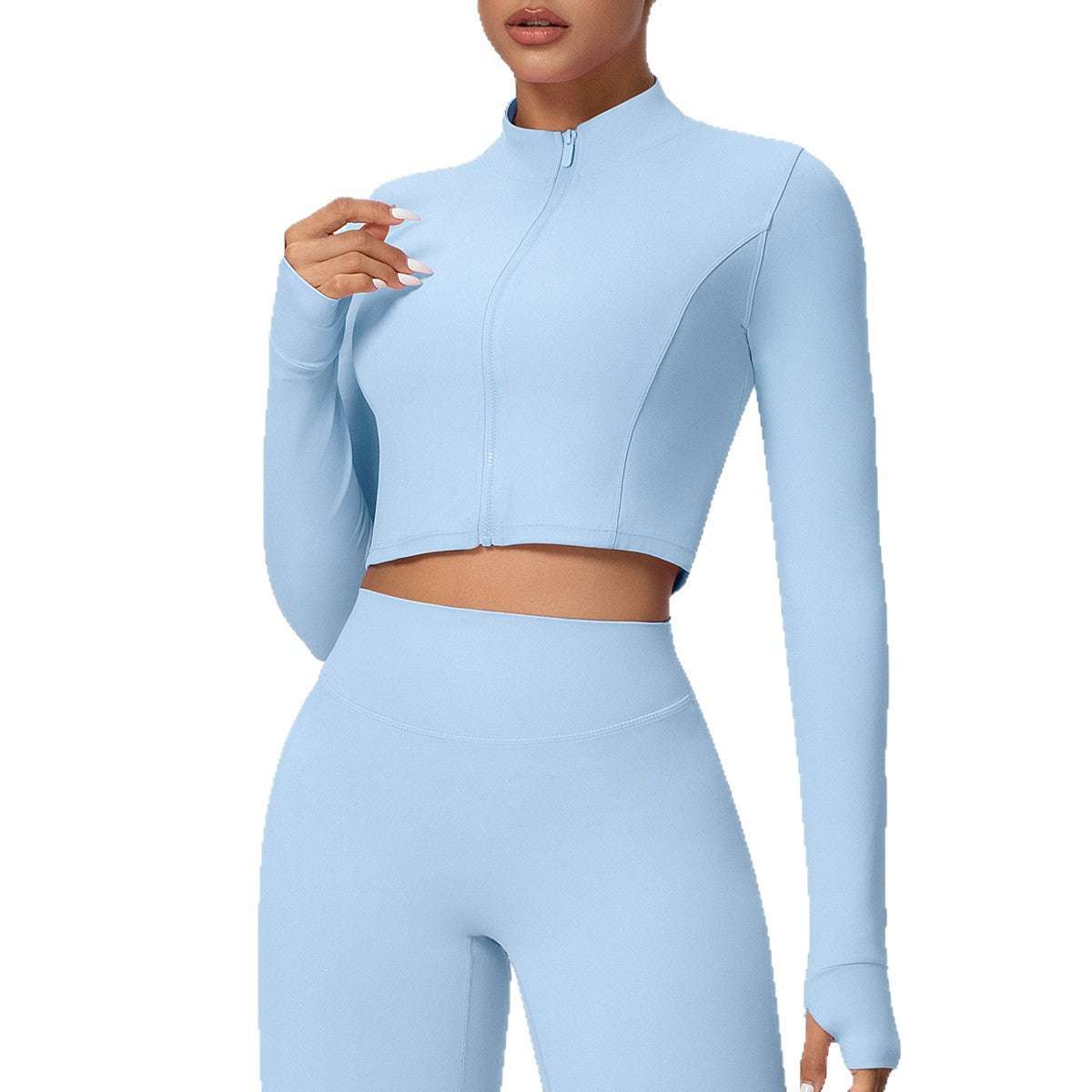 Zip front cropped top