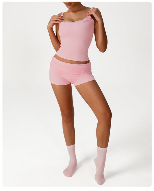 Pleated waist soft hot pants