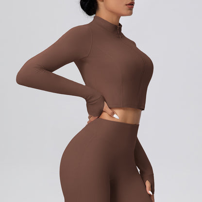 Zip front cropped top