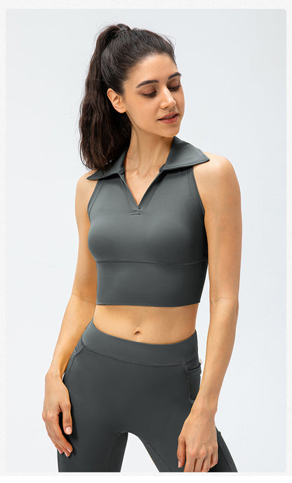 Collared high support top