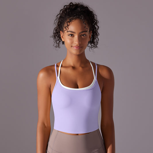 Contrast strap cropped vest