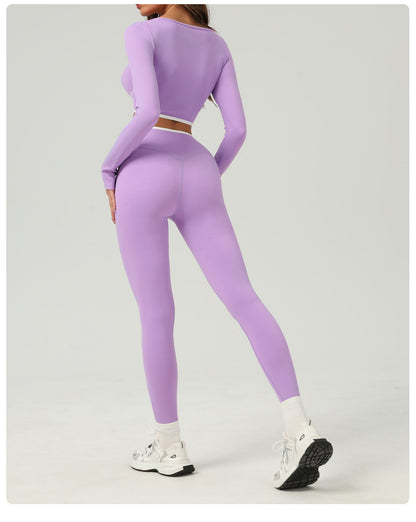 Contrast trim waist leggings