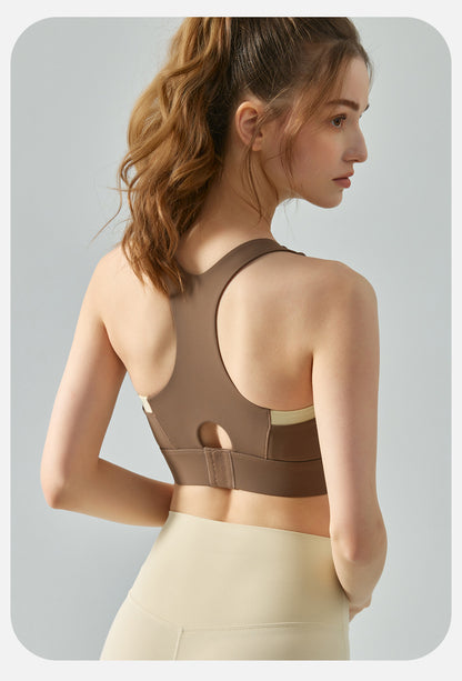 Contrast detail high support bra