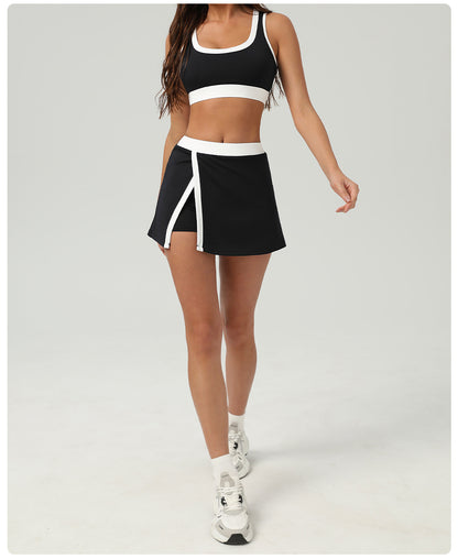 Contrast trim bra & skort set