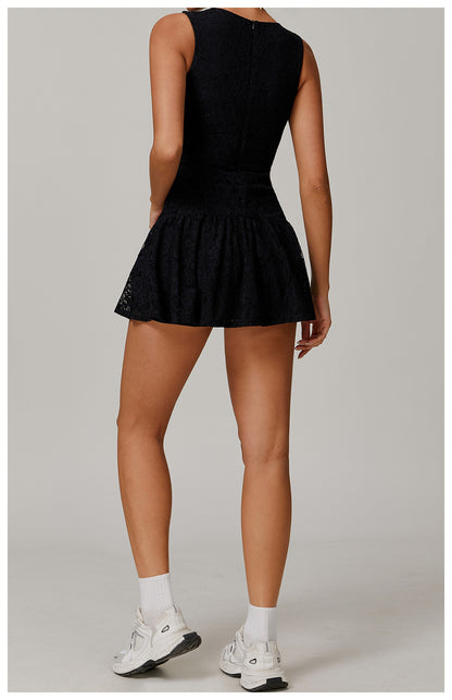 Breathable mesh tennis dress with padding